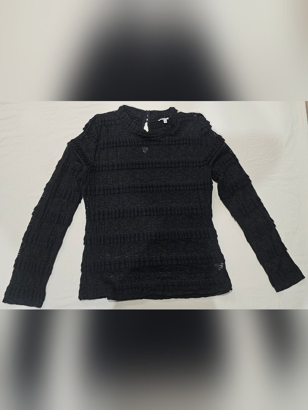 White Birch Women’s Black Lace Long-Sleeve Top Plus Size 1X